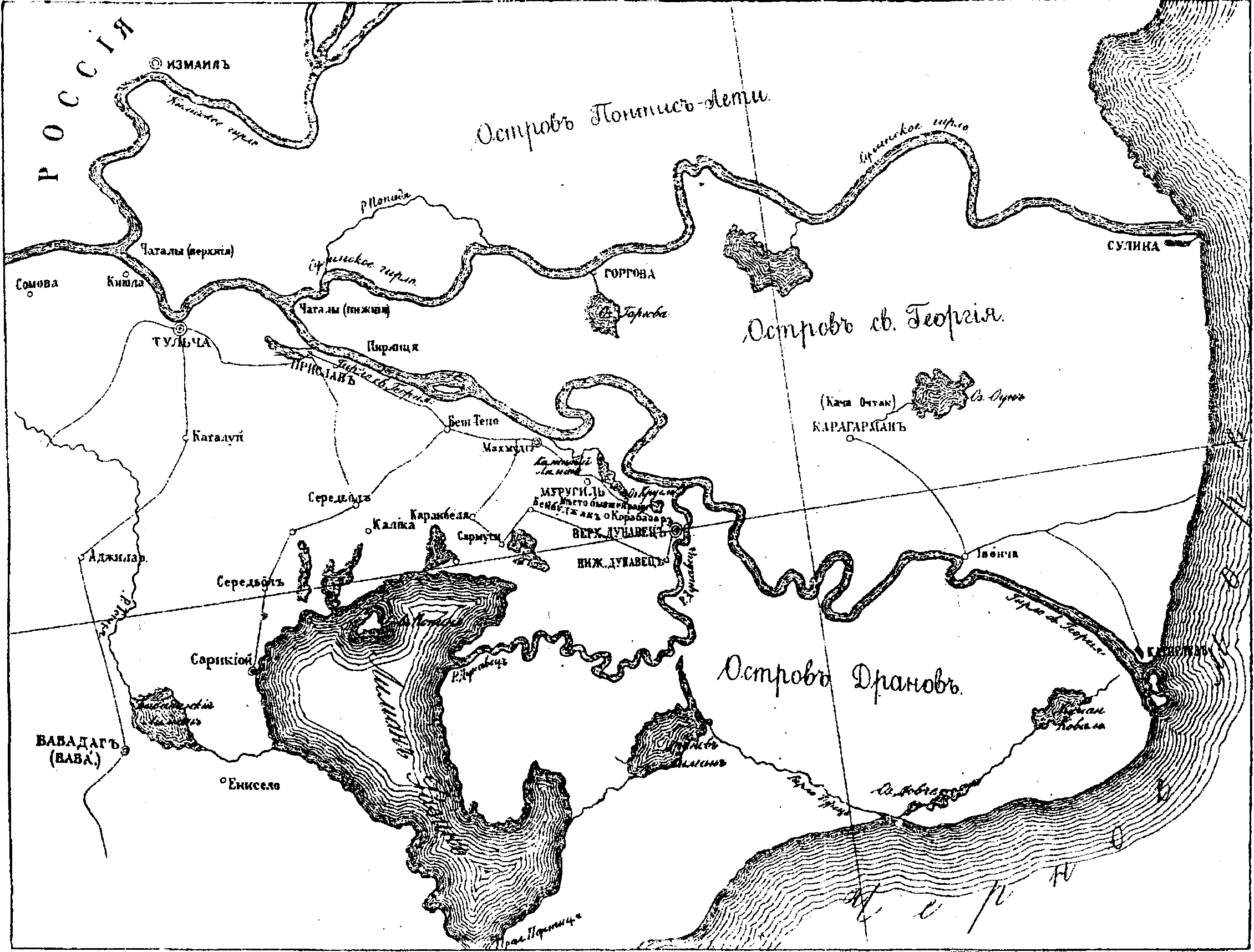 Карта запорізьких поселень за Дунаєм