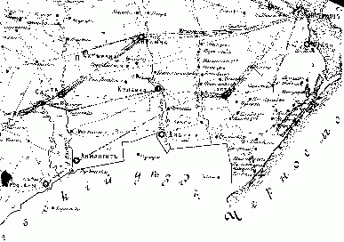 Фрагмент карти Аккерманського повіту 1907 р.