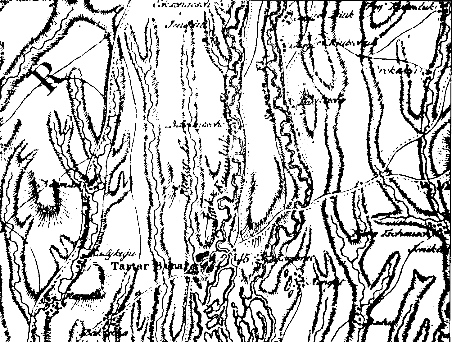 Фрагмент карти Молдавії 1783 р. (карти Баура)